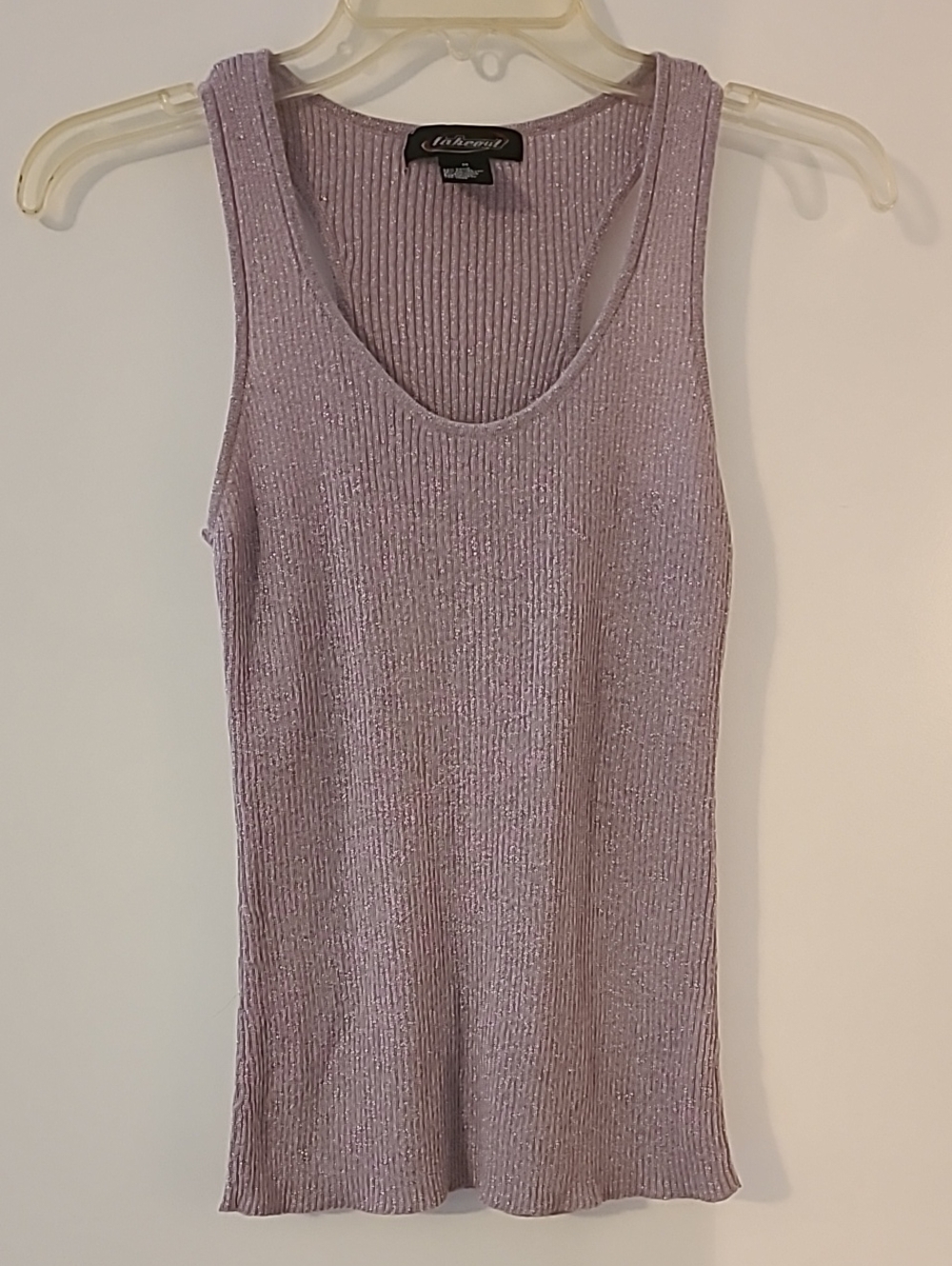 Purple Lilac Shimmer Ribbed Glitter Bling Tank Top